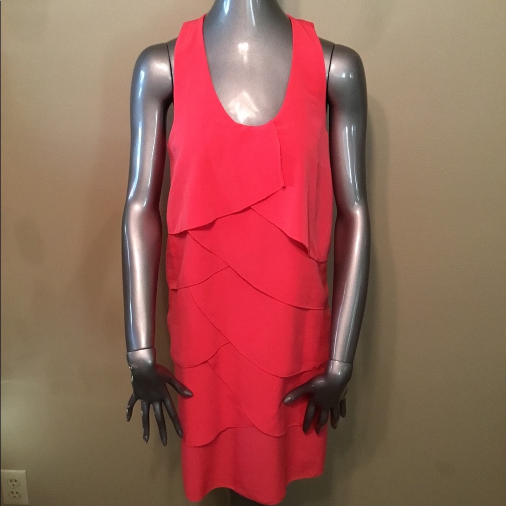 Hanna G coral scalloped ruffle racerback dress